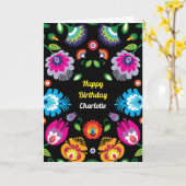 🌺 Joyeux anniversaire carte folklorique personnal (Fleur jaune)