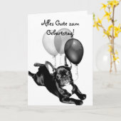 Joyeux anniversaire carte French Bulldog (Fleur jaune)