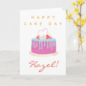 Joyeux Anniversaire Carte Gâteau Jour Personnalisé (Fleur jaune)