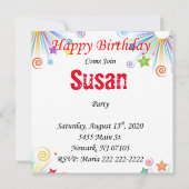 Joyeux Anniversaire Carte Invitation Elephant (Dos)