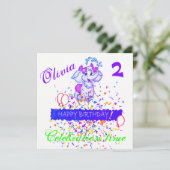 Joyeux Anniversaire Carte Invitation Elephant (Debout devant)