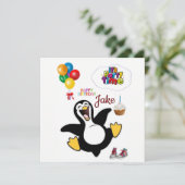 Joyeux Anniversaire Carte Invitation Penguin (Debout devant)