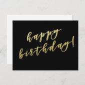 Joyeux Anniversaire | Carte Postale à Script Doré  (Devant / Derrière)