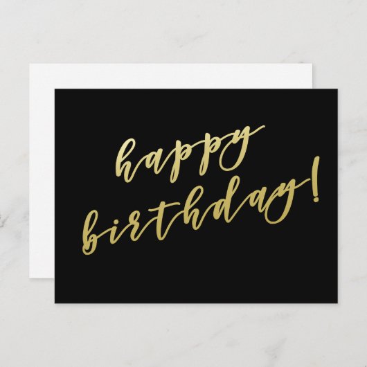 Joyeux Anniversaire | Carte Postale à Script Doré  (Devant / Derrière)