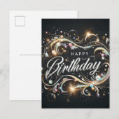 "Joyeux Anniversaire" : Carte Postale au Design No (Devant / Derrière)