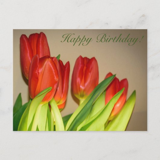 Joyeux Anniversaire ! Carte postale aux tulipes (Devant)