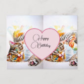 Joyeux Anniversaire Carte Postale Chat Tabby (Devant)