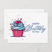 Joyeux Anniversaire : Carte postale de Cupcake Ble (Devant / Derrière)