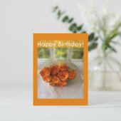 Joyeux Anniversaire ! Carte postale de roses orang (Debout devant)