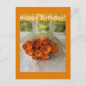 Joyeux Anniversaire ! Carte postale de roses orang (Devant)
