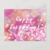 Joyeux Anniversaire ! Carte postale rose pailletée (Devant)