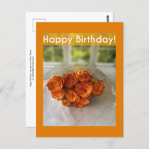Joyeux anniversaire ! Carte postale Roses orange e