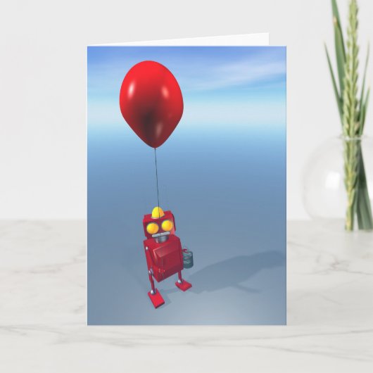 Joyeux Anniversaire Carte Robot Rouge (Devant)