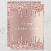 Joyeux Anniversaire Carte Rose Parties scintillant (Devant / Derrière)