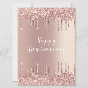 Joyeux Anniversaire Carte Rose Parties scintillant