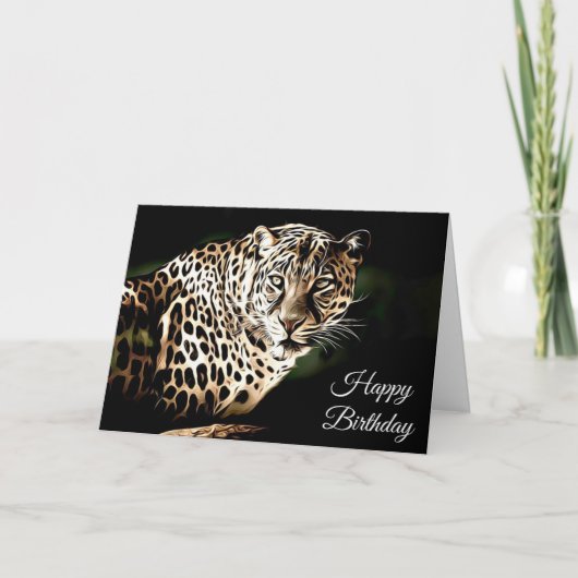 Joyeux Anniversaire Carte Vierge Léopard Cool (Devant)