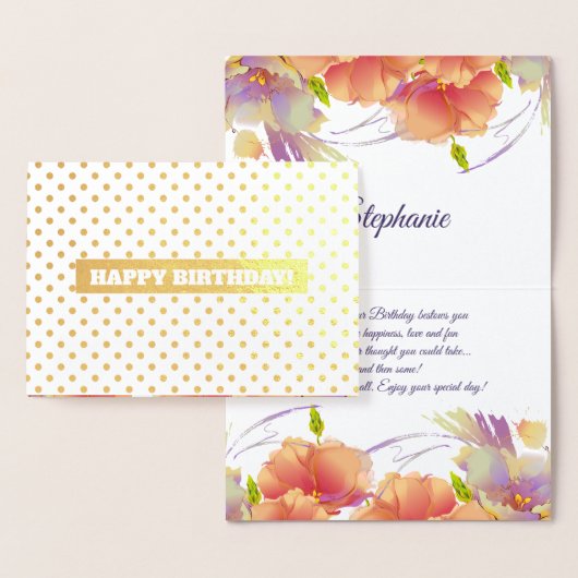 Joyeux anniversaire. Cartes Floral Luxe Véritables (Affichage)