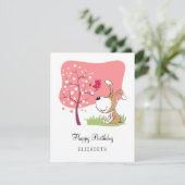 Joyeux Anniversaire Chien Chiot Puppy Bird Carte r (Debout devant)