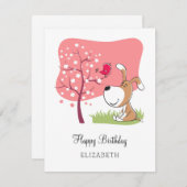 Joyeux Anniversaire Chien Chiot Puppy Bird Carte r (Devant / Derrière)