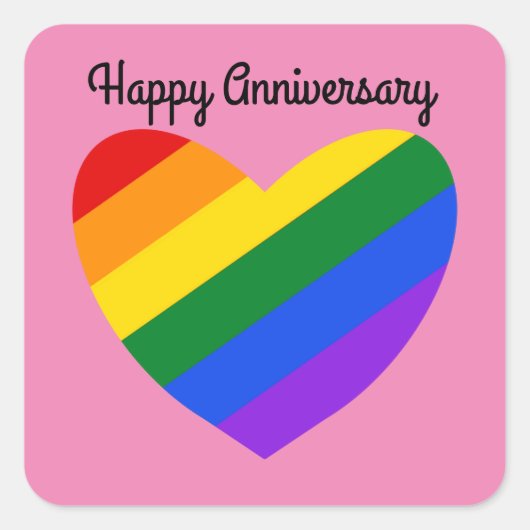 Joyeux Anniversaire Coeur arc-en-ciel #1 Stickers (Devant)