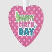 Joyeux anniversaire coeur rose points pendentif (devant)