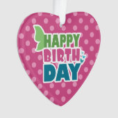 Joyeux anniversaire coeur rose points pendentif (devant)