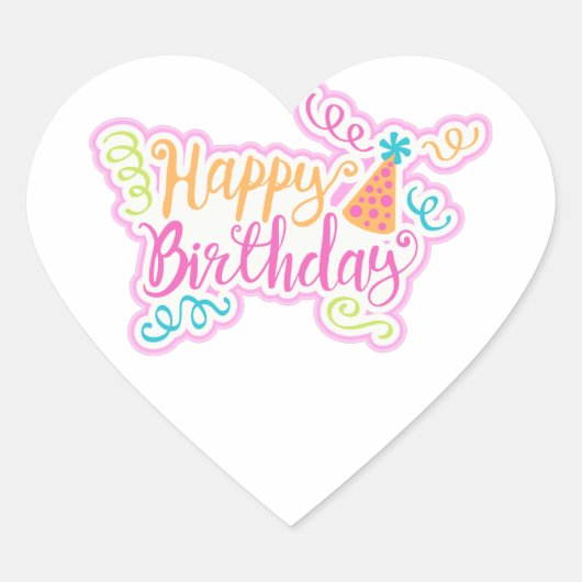 Joyeux Anniversaire Coeur Sticker (Devant)