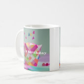 Joyeux anniversaire coloré Whimsy Cake Mug (Devant gauche)