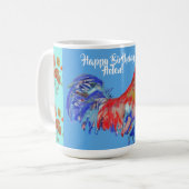 Joyeux Anniversaire Coq Orange Poppy Femme Nom Mug (Devant gauche)