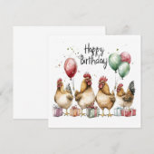 Joyeux Anniversaire coqs CARTE PLATE (Devant / Derrière)