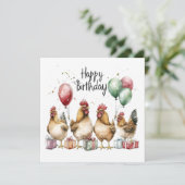 Joyeux Anniversaire coqs CARTE PLATE (Debout devant)