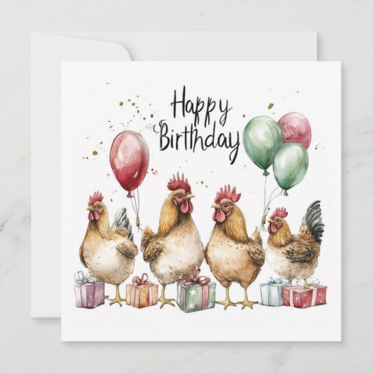 Joyeux Anniversaire coqs CARTE PLATE (Devant)