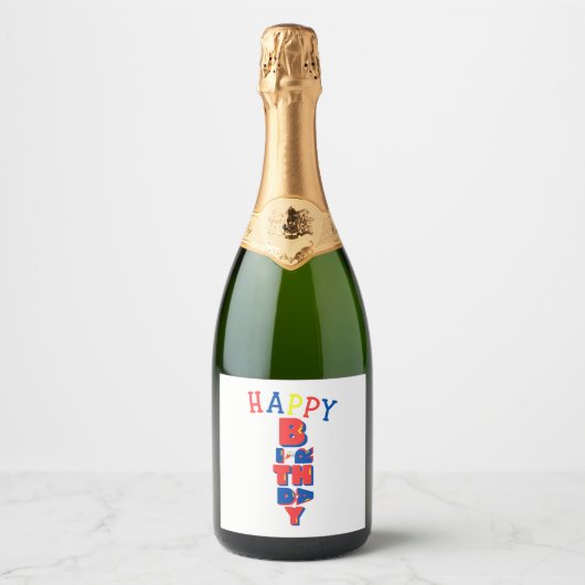 Joyeux Anniversaire Couleur Remix Étiquette de vin (Devant)