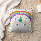 Joyeux Anniversaire Coussin Chat Mignon Arc-en-cie (Couverture)