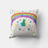 Joyeux Anniversaire Coussin Chat Mignon Arc-en-cie (Verso)