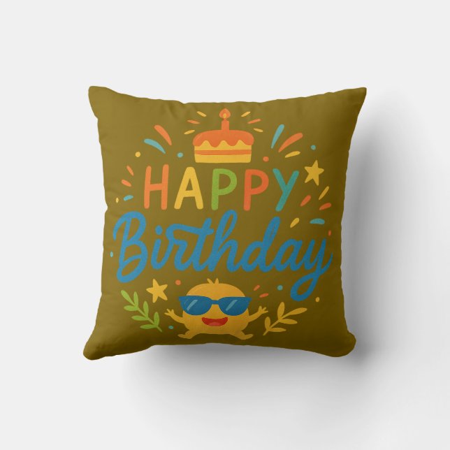 Joyeux Anniversaire | Coussin de Soleil Mignon (Verso)
