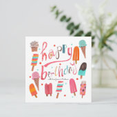 Joyeux anniversaire | crème glacée été | Carte de  (Debout devant)