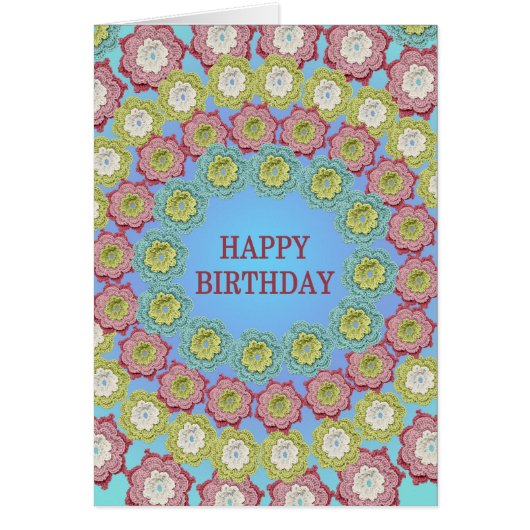 Joyeux anniversaire Crochet Fleurs (Devant)