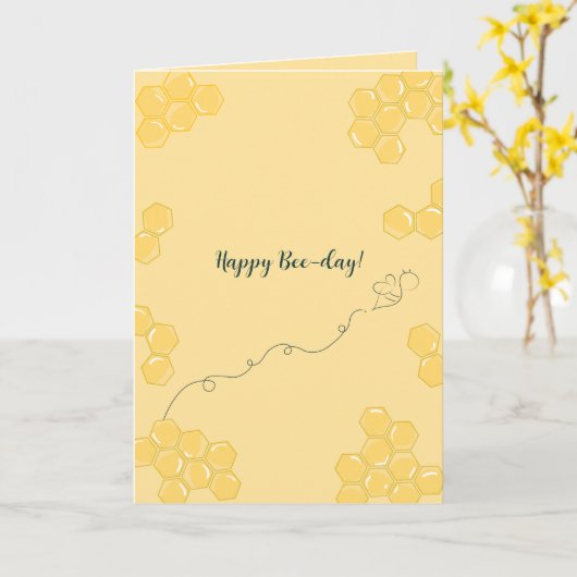 Joyeux anniversaire d'abeille !” Carte d'anniversa (Fleur jaune)