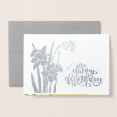 Joyeux anniversaire. Daffodiles Cartes Véritables (Devant avec enveloppe)