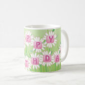 Joyeux Anniversaire Daisy Garden Design Café Mug (Devant droit)