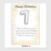 Joyeux anniversaire de 7 ans autocollant (Feuille)