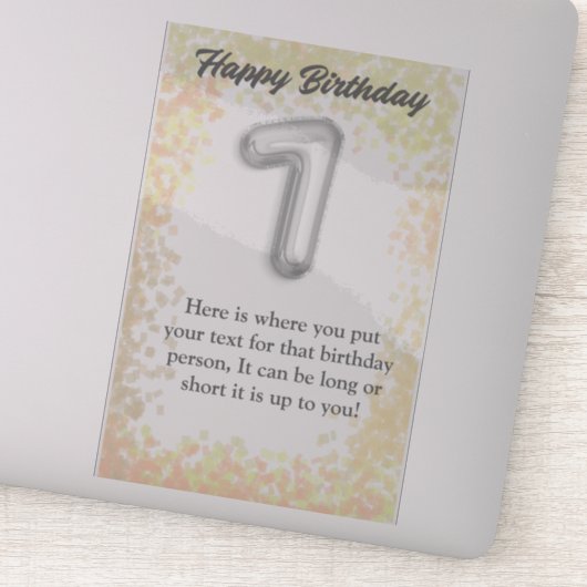 Joyeux anniversaire de 7 ans autocollant (Détail)