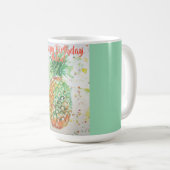 Joyeux Anniversaire de l'ananas Lime verte Nom Mug (Devant droit)