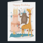 Joyeux anniversaire. De mignons animaux. Funny our<br><div class="desc">Carte "Joyeux anniversaire" avec de mignons animaux amusants pour les enfants et les adultes.</div>