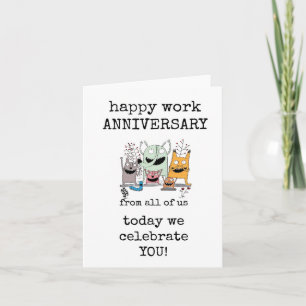 Joyeux anniversaire de travail, carte de fête, mig