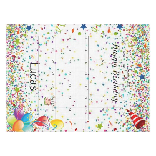 Joyeux anniversaire décembre 2022 Nappe (Devant (Horizontal))