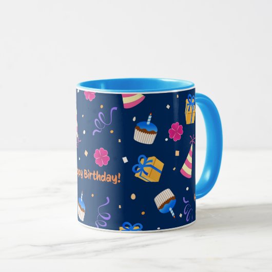 Joyeux anniversaire design de célébration Mug (Devant droit)