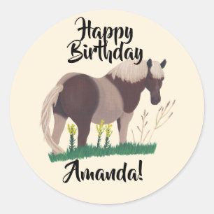 Joyeux anniversaire deux autocollants à cheval ton