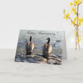 Joyeux anniversaire Deux cartes de voeux d'oies ca (Fleur jaune)